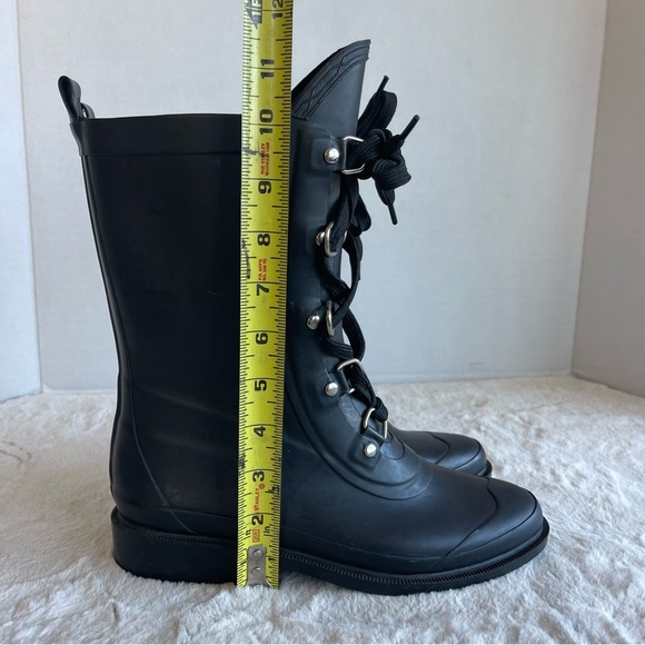 Capelli Tall Lace Rain Black Rubber Rain Boots Women Size 8 - Picture 11 of 11